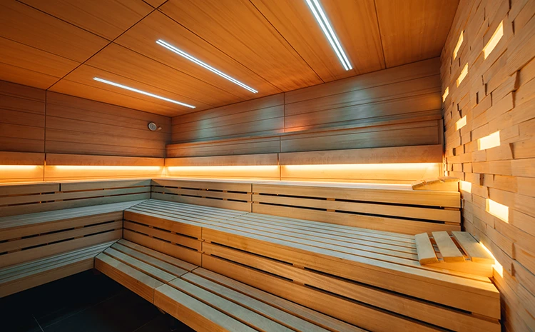 Sauna von innen im Fitness Center Sendling.